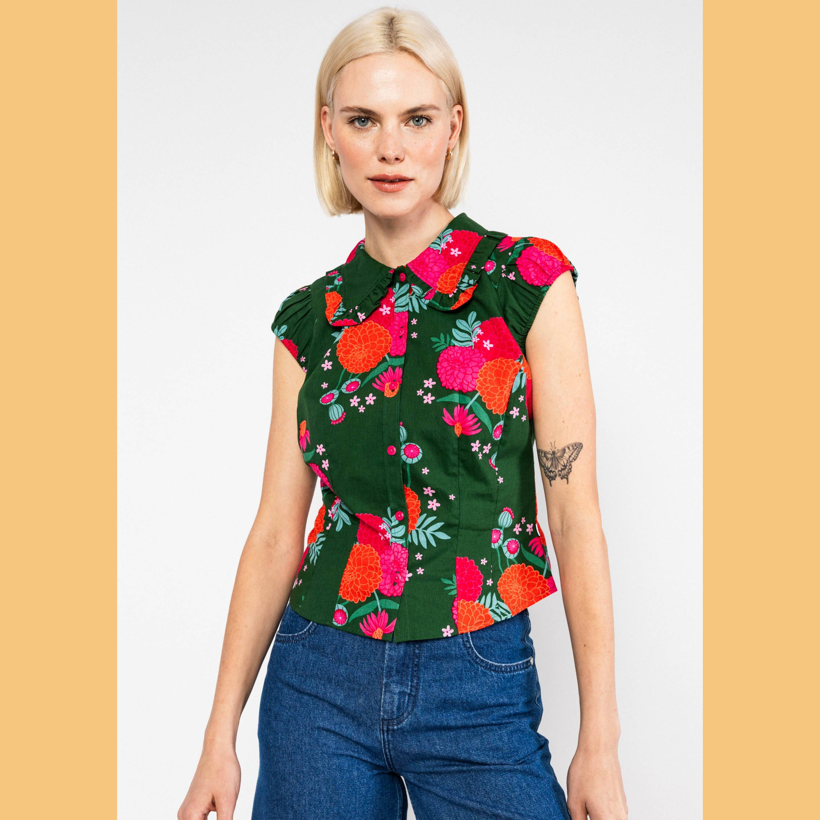 Blutsgeschwister Sommerbluse Que sera, sera - blooming soft flowers