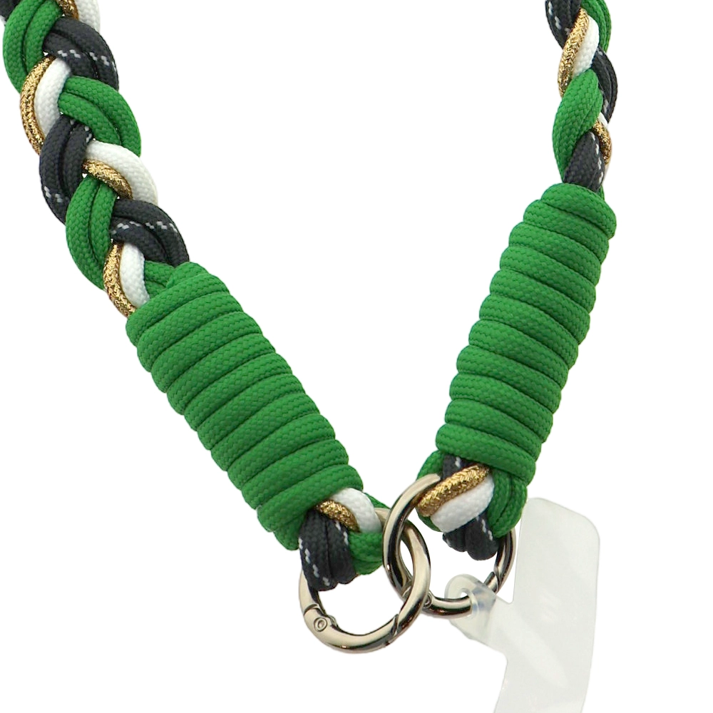 LOT83 Handykette LANG Nr. 57 Grün-Anthrazit Weiß  Gold Glitzer 