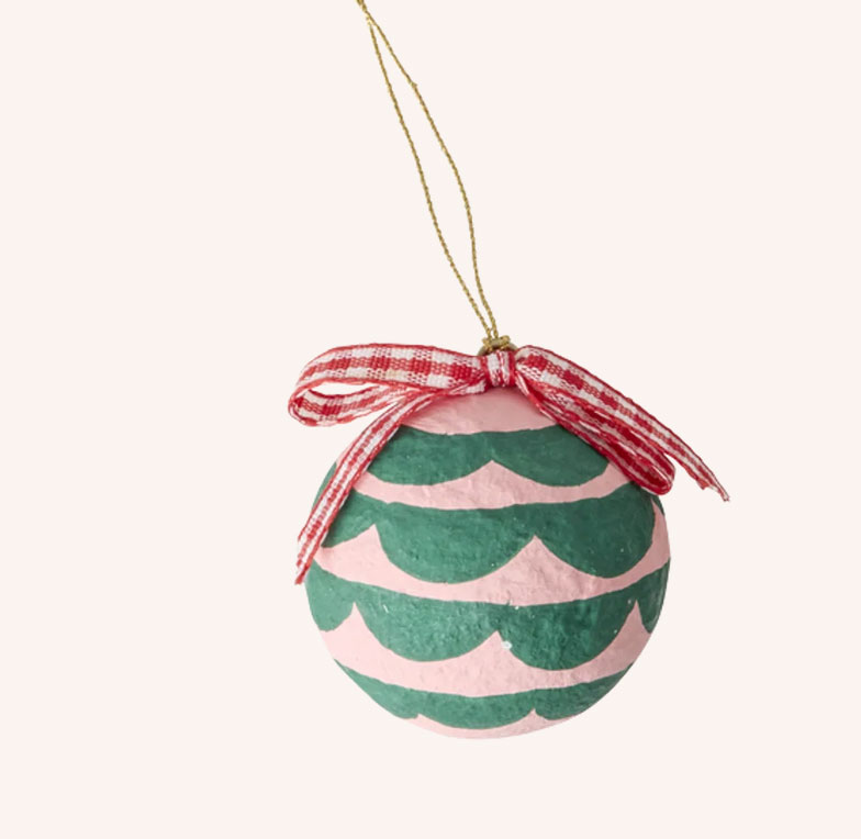 Rice XMAS Weihnachtskugel grün, Pappmaché, D. ca. 5 cm