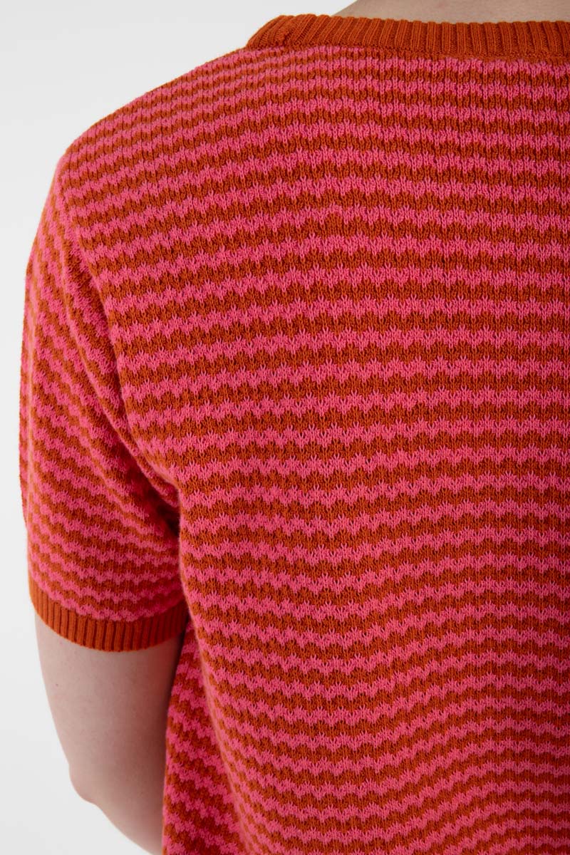 Danefae Danesilver Pearl Knit Sweater Tee Rust/Bright Pink, Strick-T-Shirt