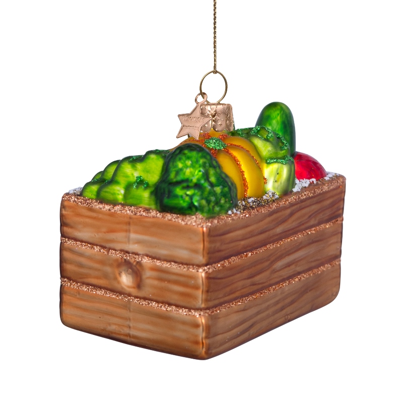 Weihnachtsanhänger Gemüsekiste, Veggie, Glas,  H. ca. 6,5 cm