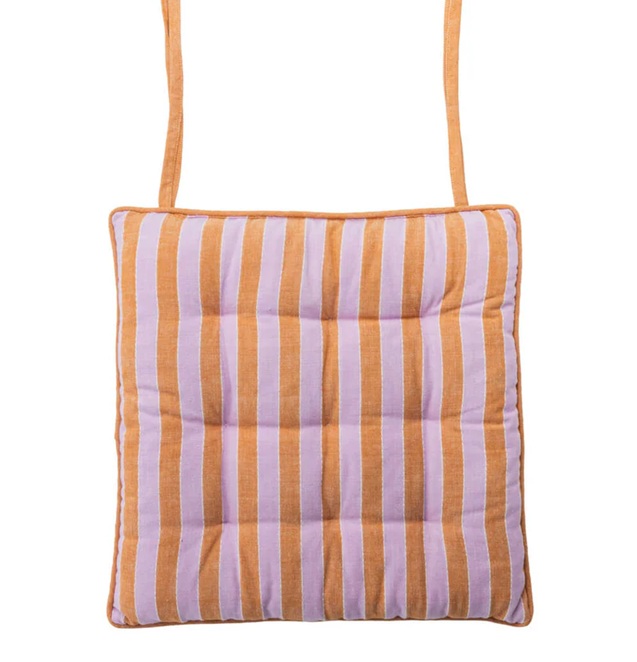 Sitzkissen VIVID LINES, Orange,  ca.50 x 50 cm, Baumwolle (bio), GOTS-zertifiziert , Streifen  