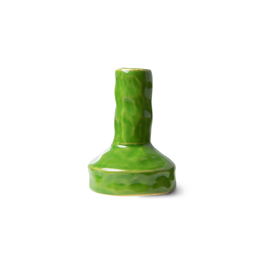 HKliving "THE EMERALDS" Kerzenständer Keramik S grün, candle holder S, LIME GREEN