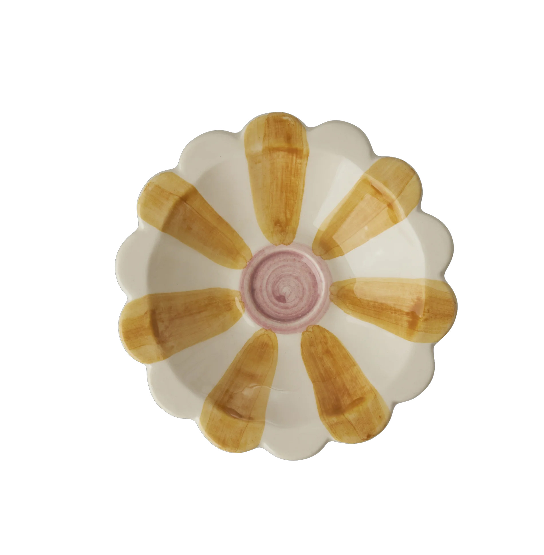 Rice Kleine Schale Stripes, Gelb, Keramik,  Hand-painted Stripes, D. ca. 12,5 cm