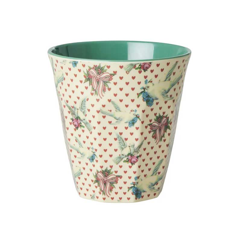 Rice Melamin XMAS Becher - Dove Print , 250 ml, Weihnachten 