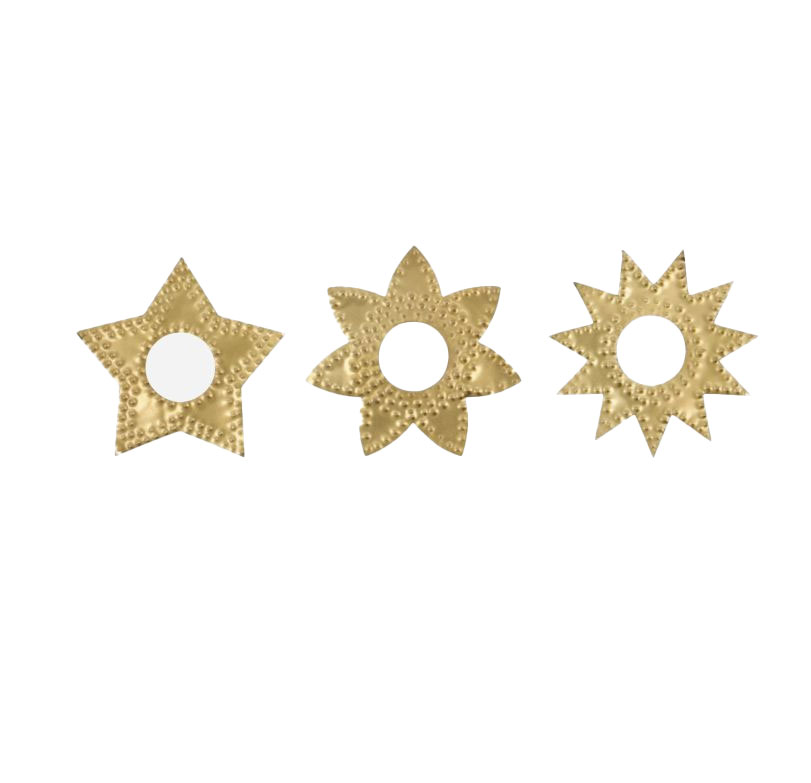  House doctor XMAS Kerzenringe 3erSet, Messingsterne, Star, Messing-finish, D. ca.7 cm  