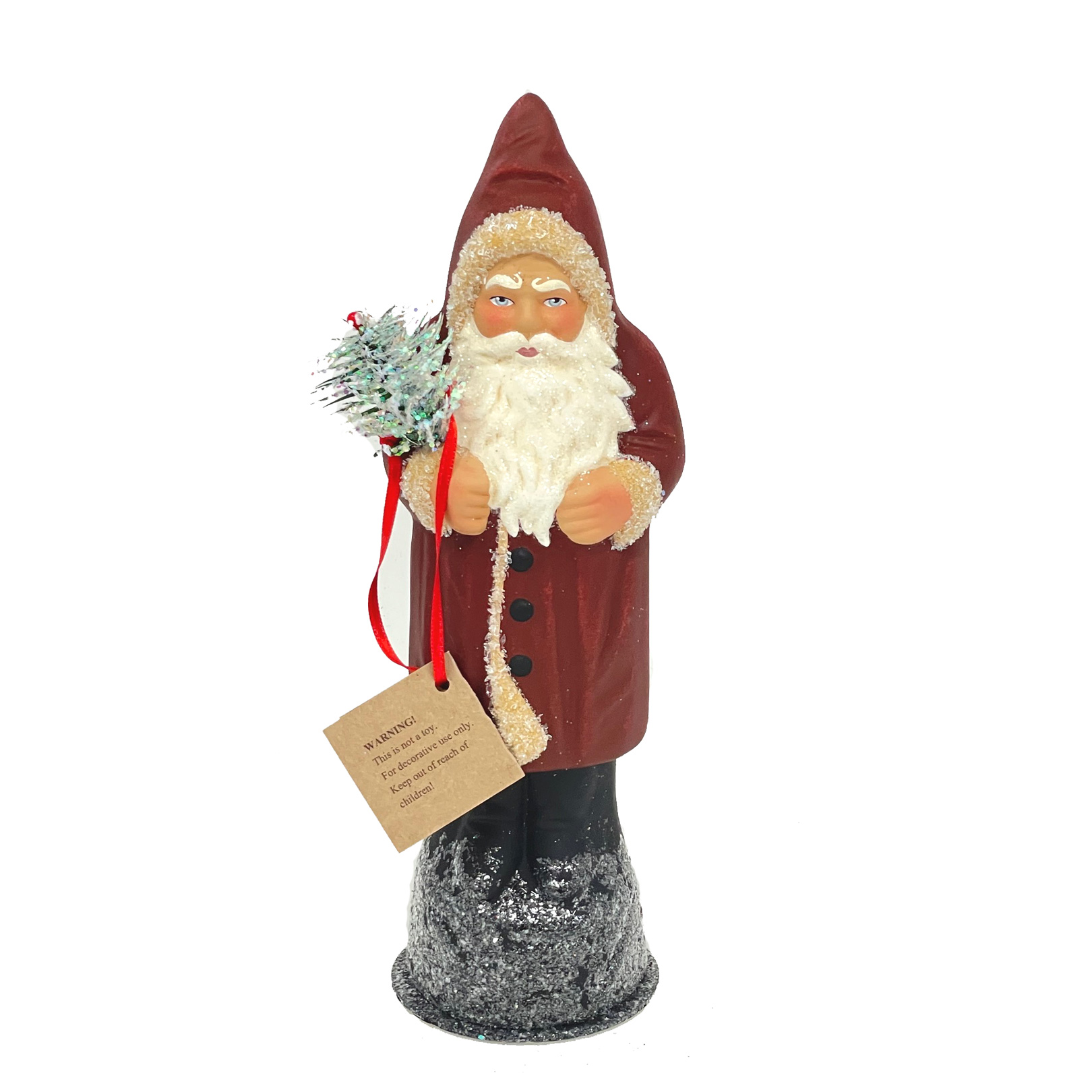 Ino Schaller Santa Nr. 1, Altrot, matt mit Ferderbaum,  Weihnachtsmann Nostalgie von Ino Schaller   