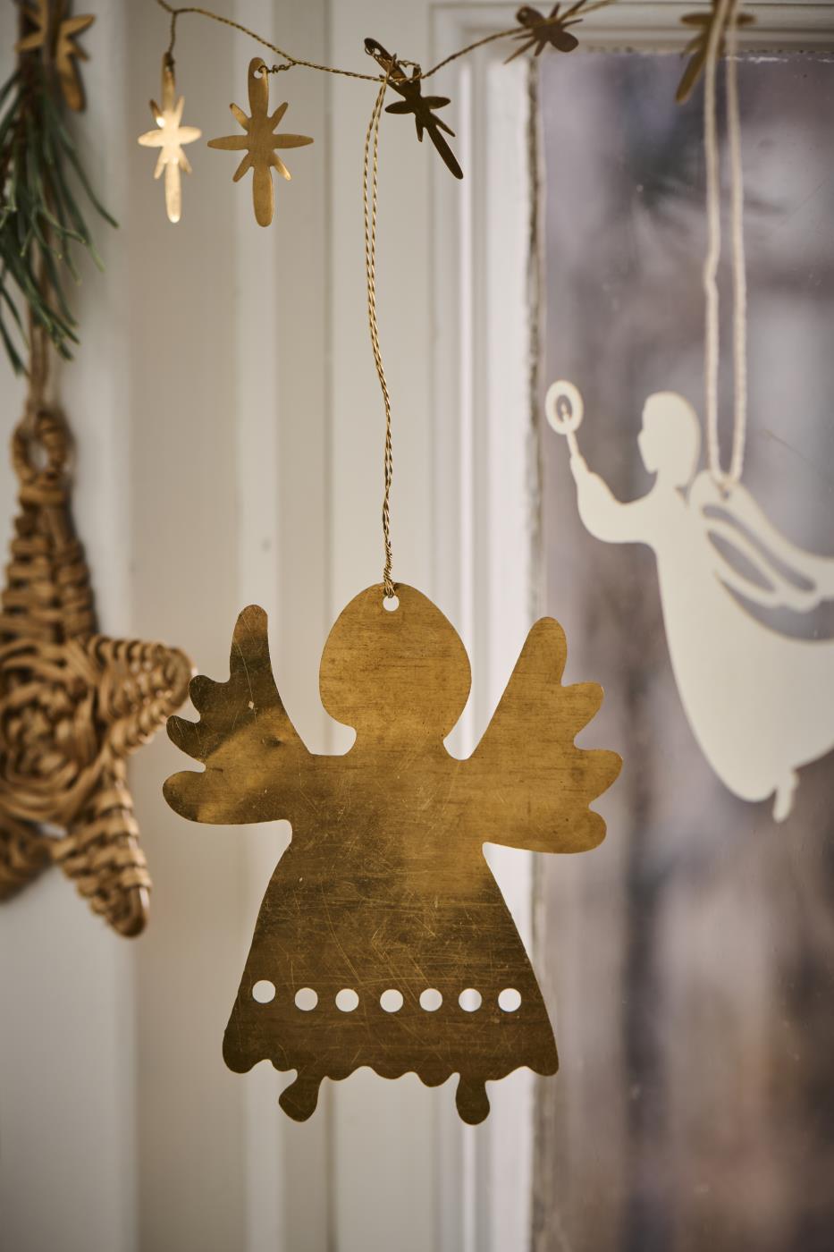 Weihnachtsanhänger Engel Gloria, ca 10 cm, Messing