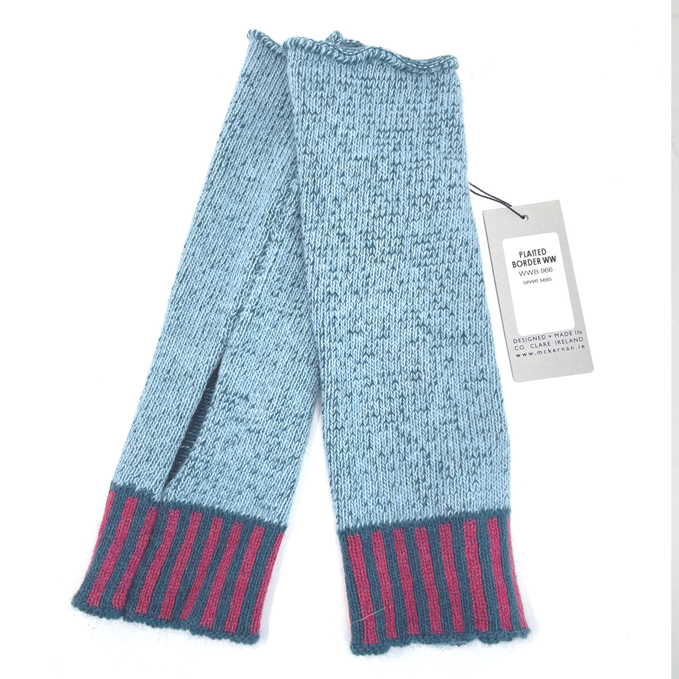McKernan Handstulpen"PLAITED BORDER "SEVEN SEAS, ca. 26 x 8 cm, 100% Wolle, Pulswärmer   