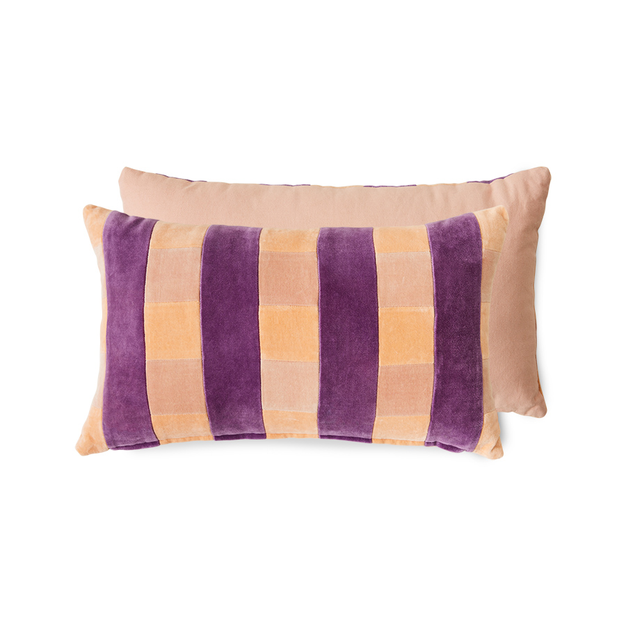 HKliving Kissen Velvet gestreift MIDSUMMER ca. 50X30CM, Samtoptik  