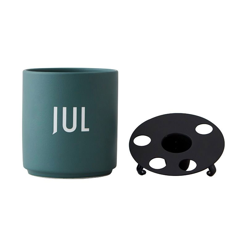 Design Letters Favourite Cup  & Kerzenständer JUL, Weihnachtskerzenhalter , Becher Porzellan, Farbe: dunkelgrün