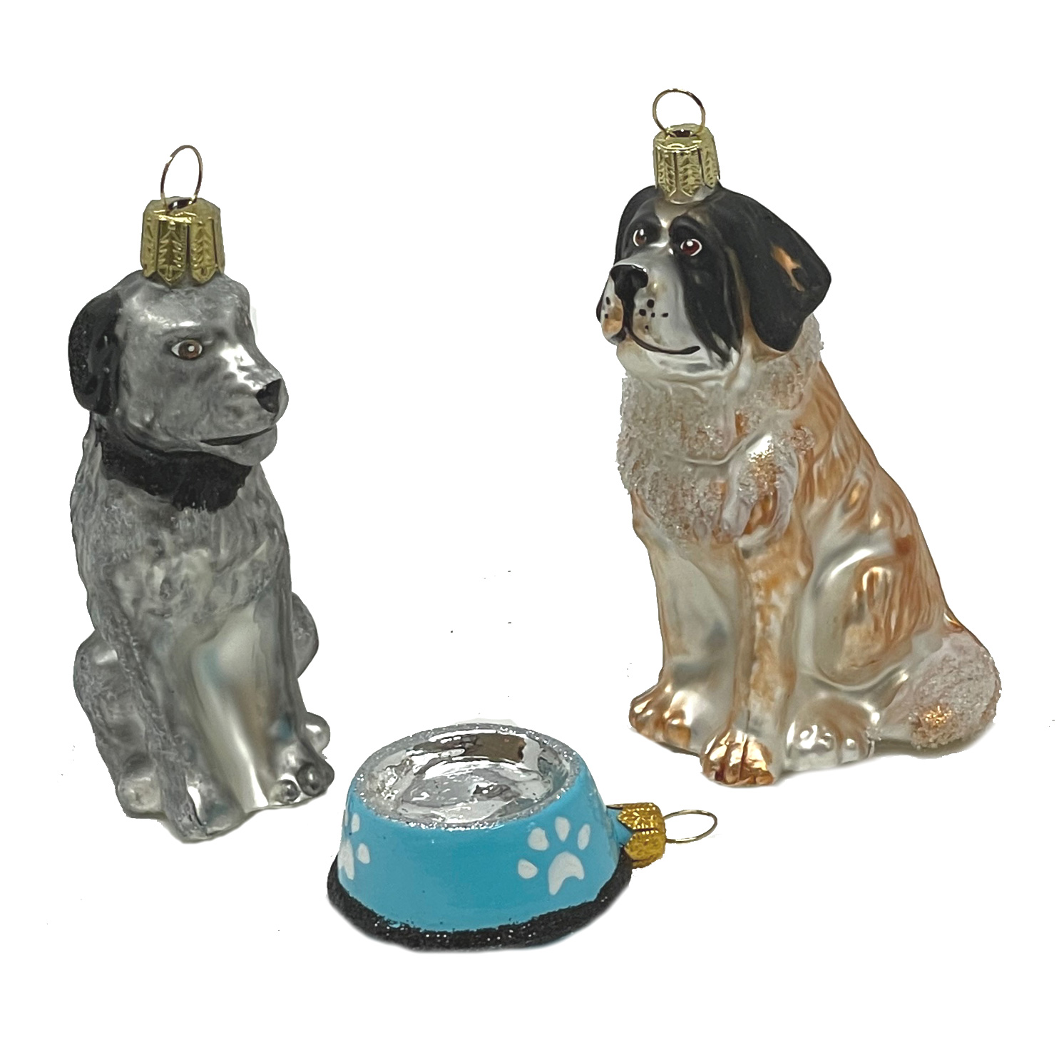 % Hundenapf blau klein/ Hundeschüssel blau , Christbaumschmuck (Oberfränkische Glasmanufaktur), ca. 4 cm, Glas 