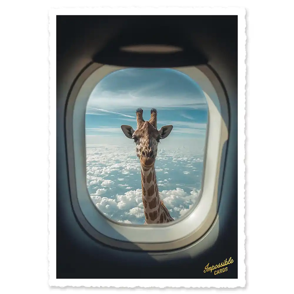 Impossible Card Postkarte Giraffe above the clouds