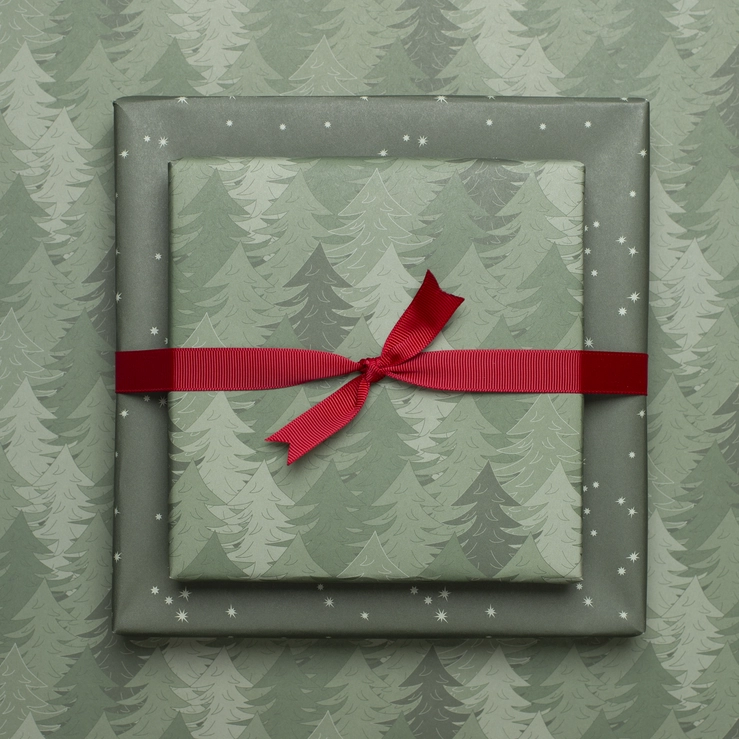 Geschenkpapier Weihnachts- Geschenkpapier Weihnachtsbaum und Sterne ca. 67 x 48 cm , beidseitig bedruckt 