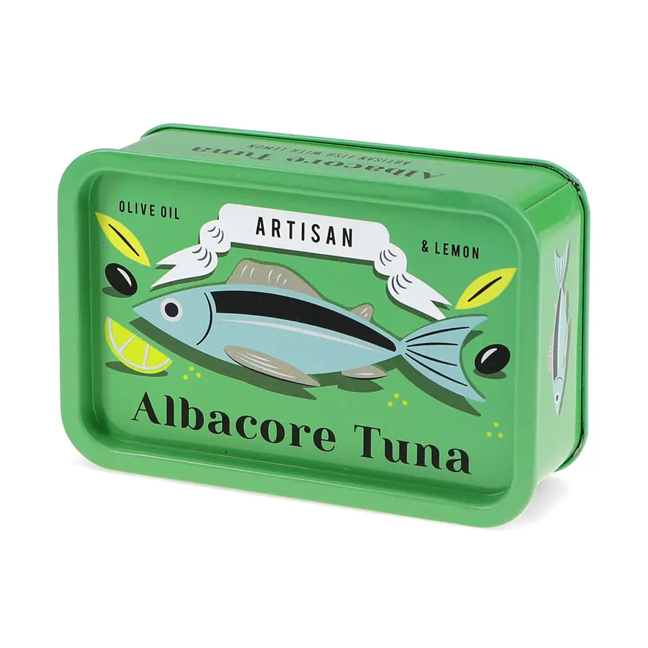 Mini-Aufbewahrungsdose mit Deckel – Thunfisch, Fischdose grün