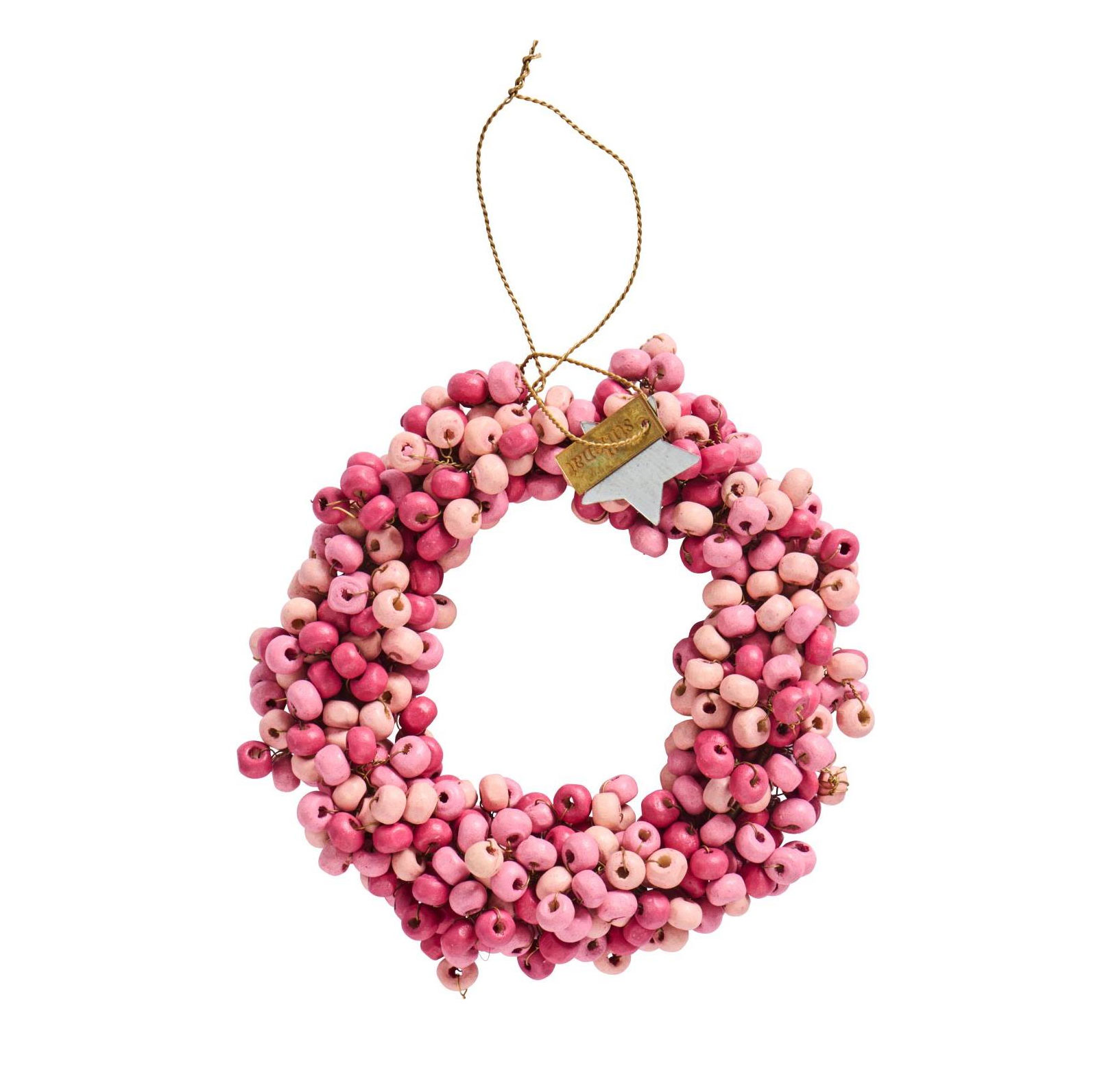Deko-Kranz mit Holzperlen D. ca. 10 cm von IB Laursen , Rosatöne