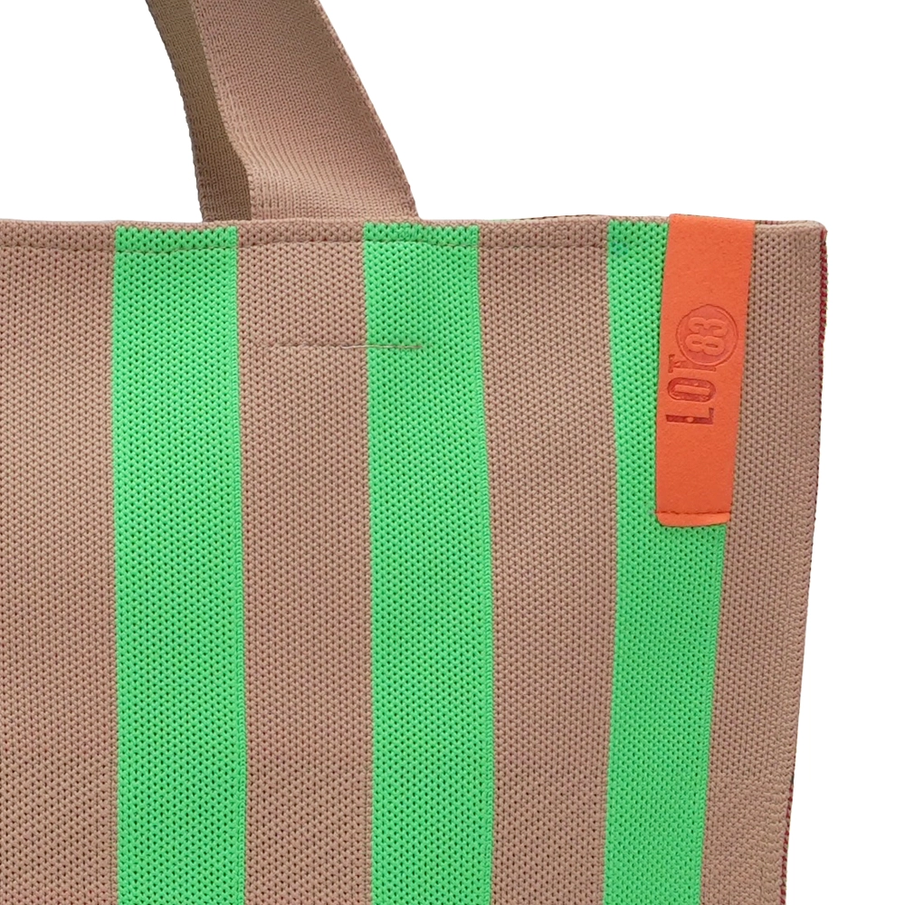 % LOT83 Shopper Rebellin Lara 1, Peperoni, Streifen Grün, ca. 46x12x38 cm
