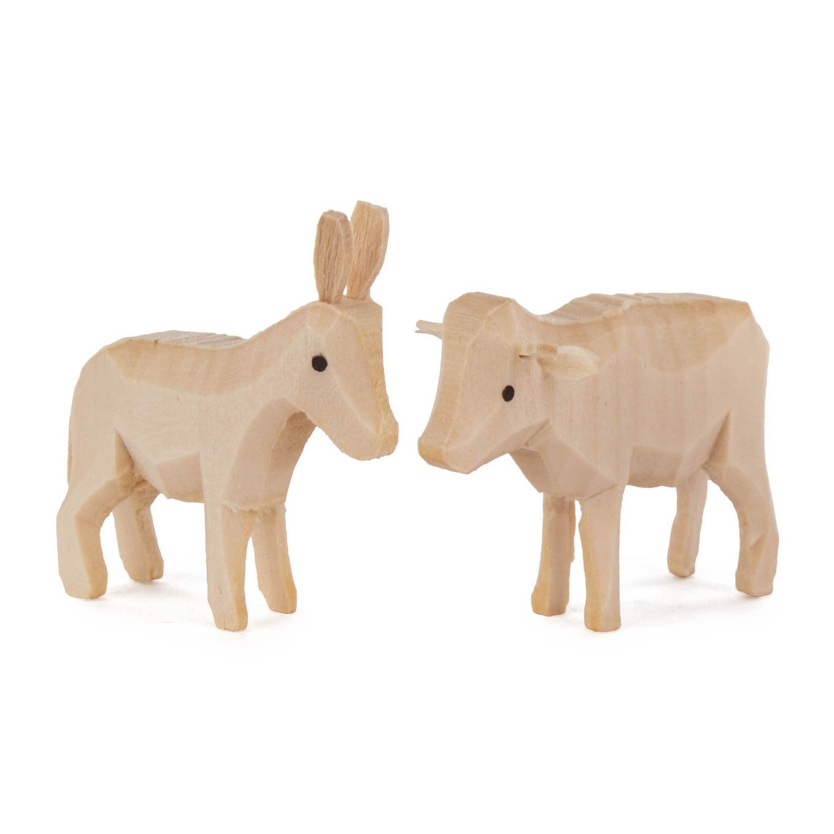 Erzgebirge Ochs und Esel, 2er Set, Höhe ca.4 cm, Reifentier , Miniatur 