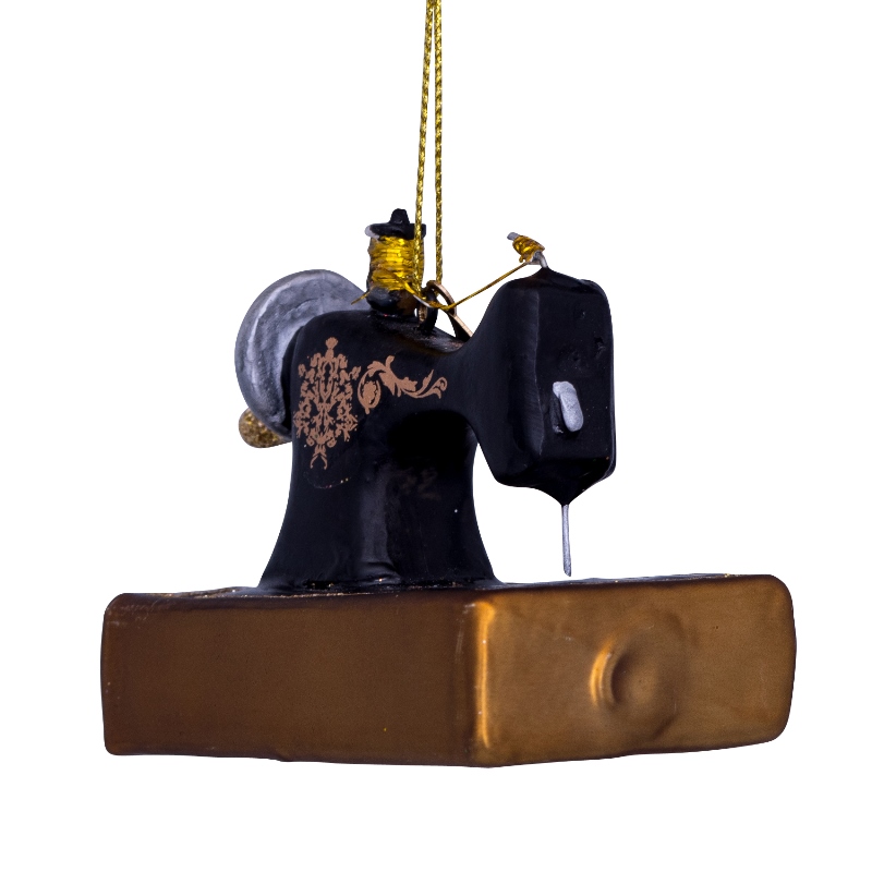 Weihnachtskugel Nähmaschine , Vintage,  H. ca. 9 cm, Glas