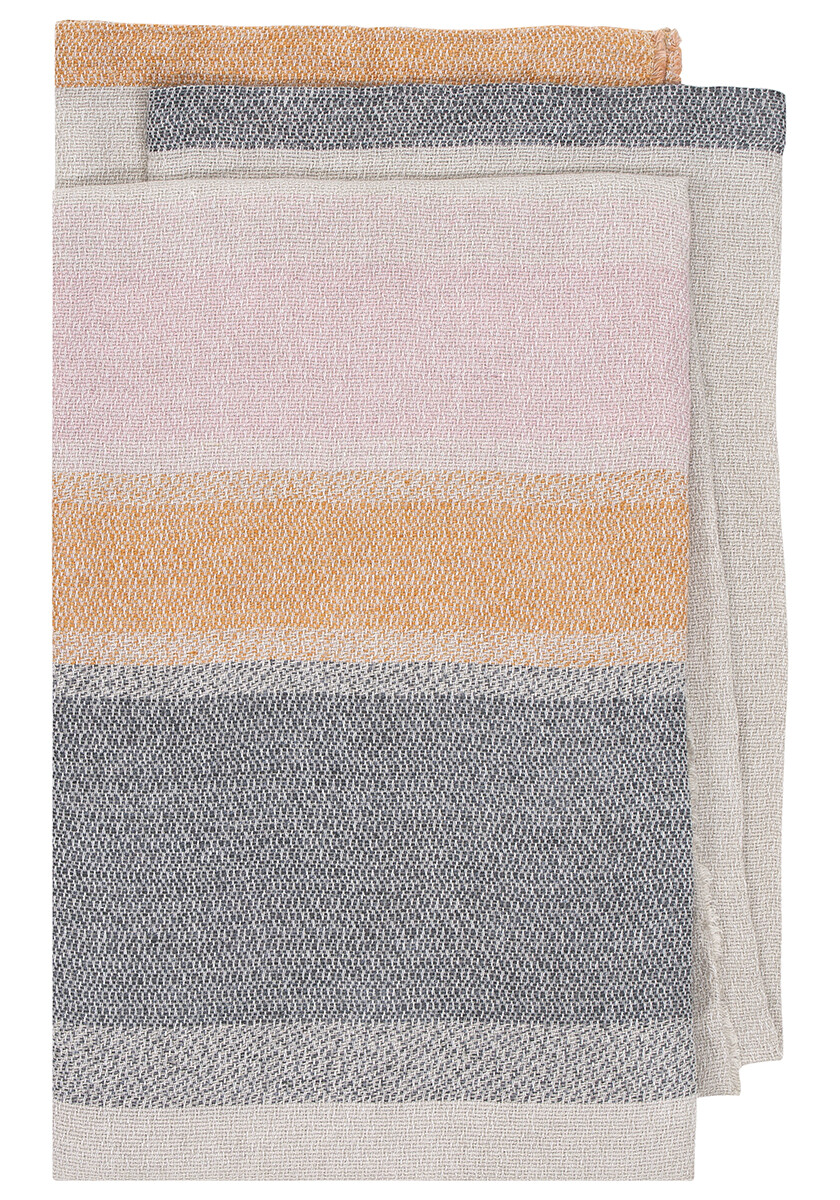 Lapuan Kankurit Tischdecke RUOSTE ca. 150 x 260 cm, grau-terra-rose, 100 % Leinen