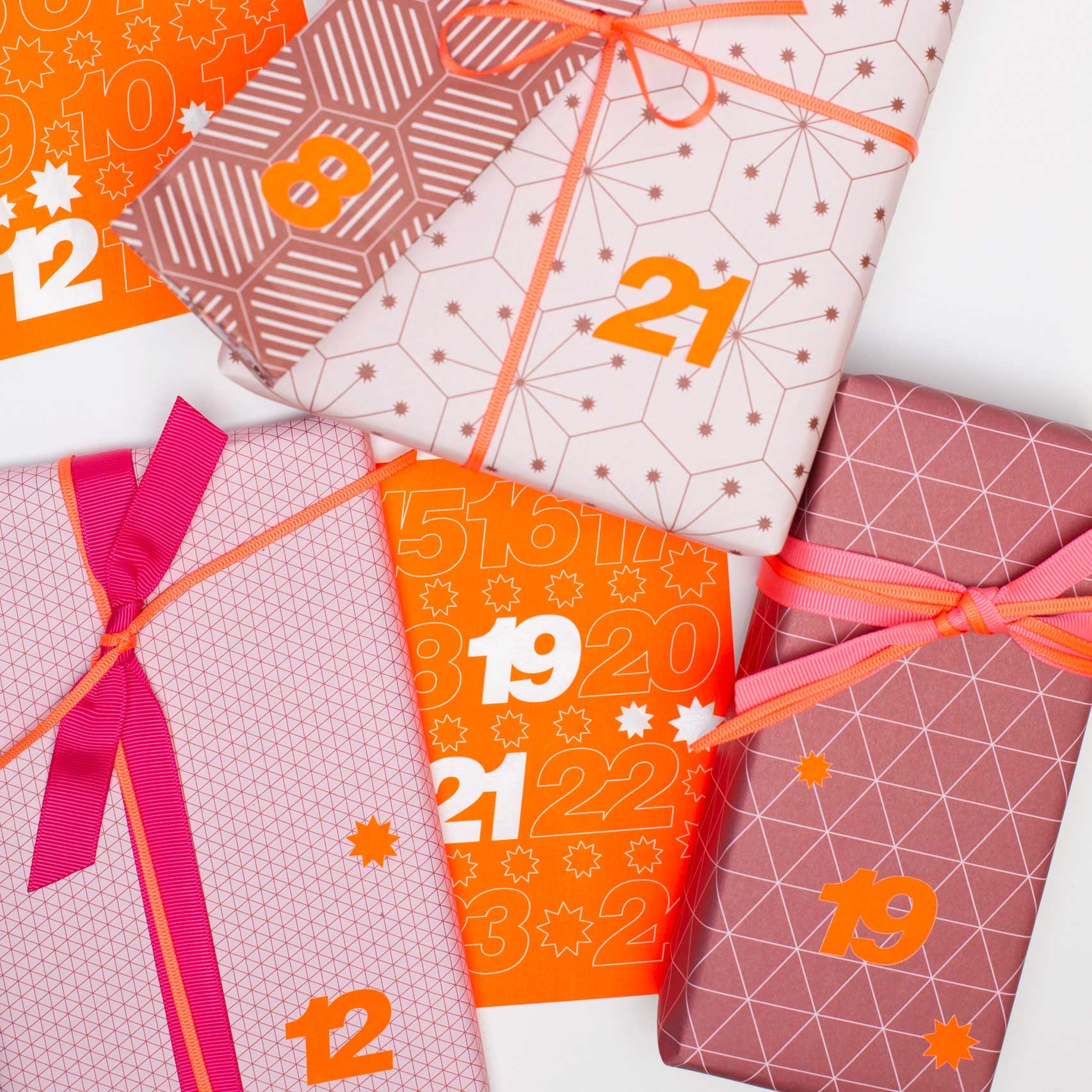 Adventskalender Zahlen Sticker Weihnachten - Neon Rot