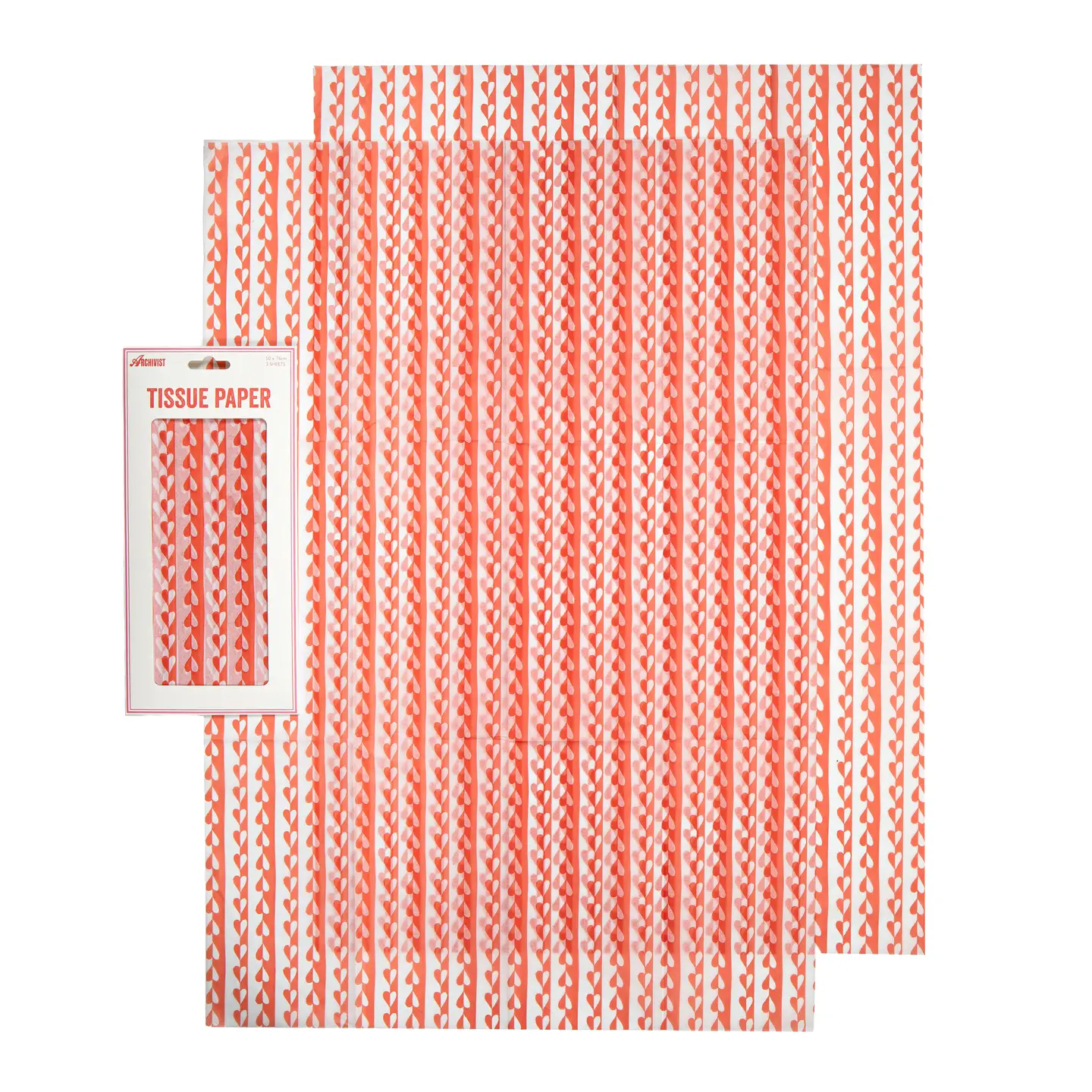Archivist Gallery Seidenpapier "Sweetheart Stripe"  von Archivist Gallery , ca.50 x 76 cm, 3 Bögen, Herzen