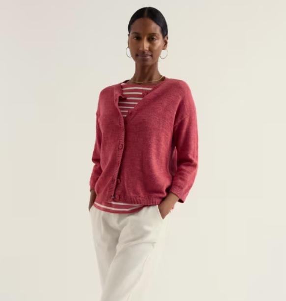 SEASALT CORNWALL Strickjacke Pentire Steps Linen & Organic Cotton Cardigan, Echinacea