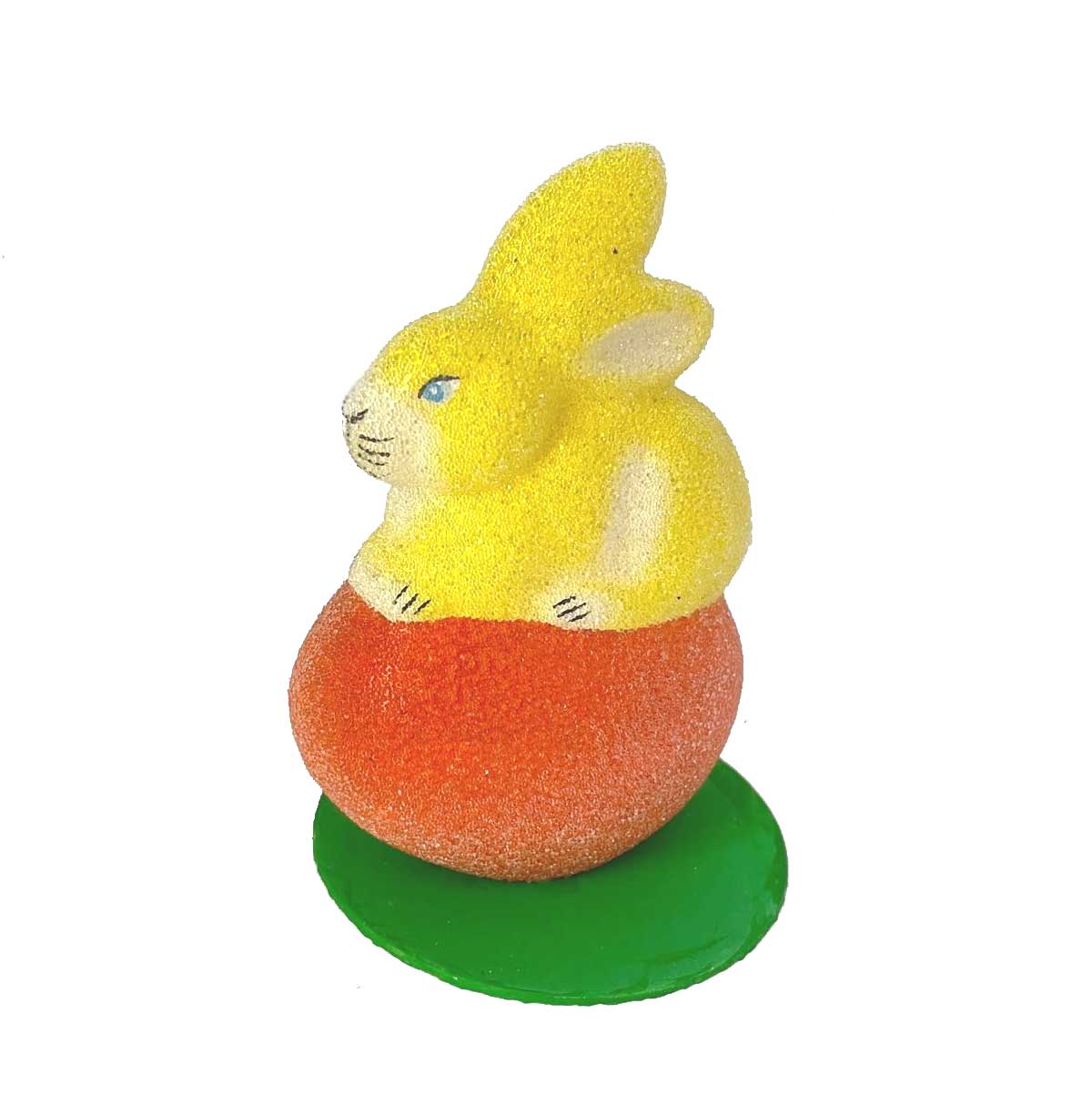 Ino Schaller Hase auf Ei geperlt, gelb/orange,  Nostalgie Osterhase von Ino Schaller, Ostern, ca. 10 cm