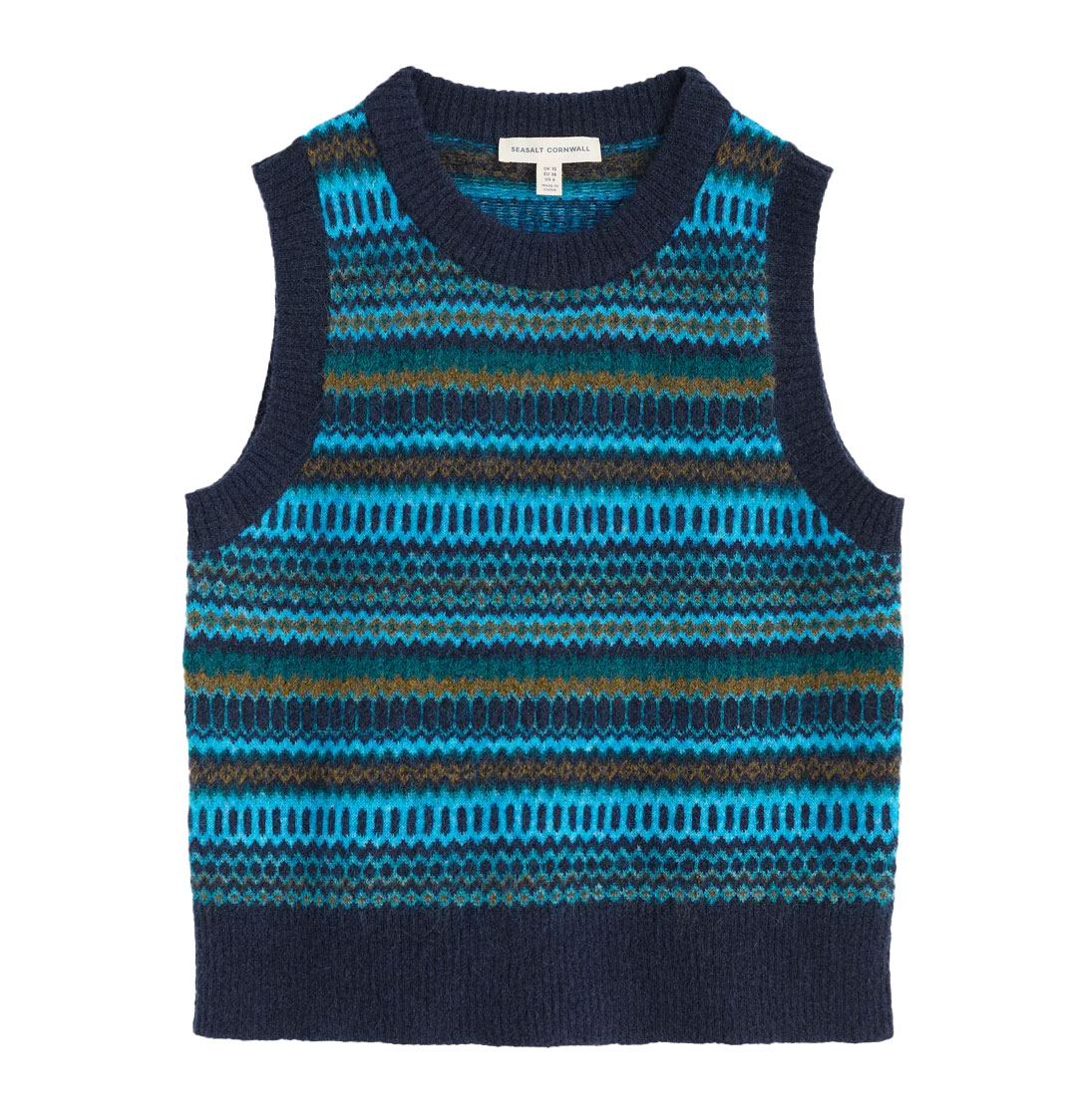 % SEASALT CORNWALL Pullunder Annik Vest-Modernist Cyan Multi...wunderbares Blau!