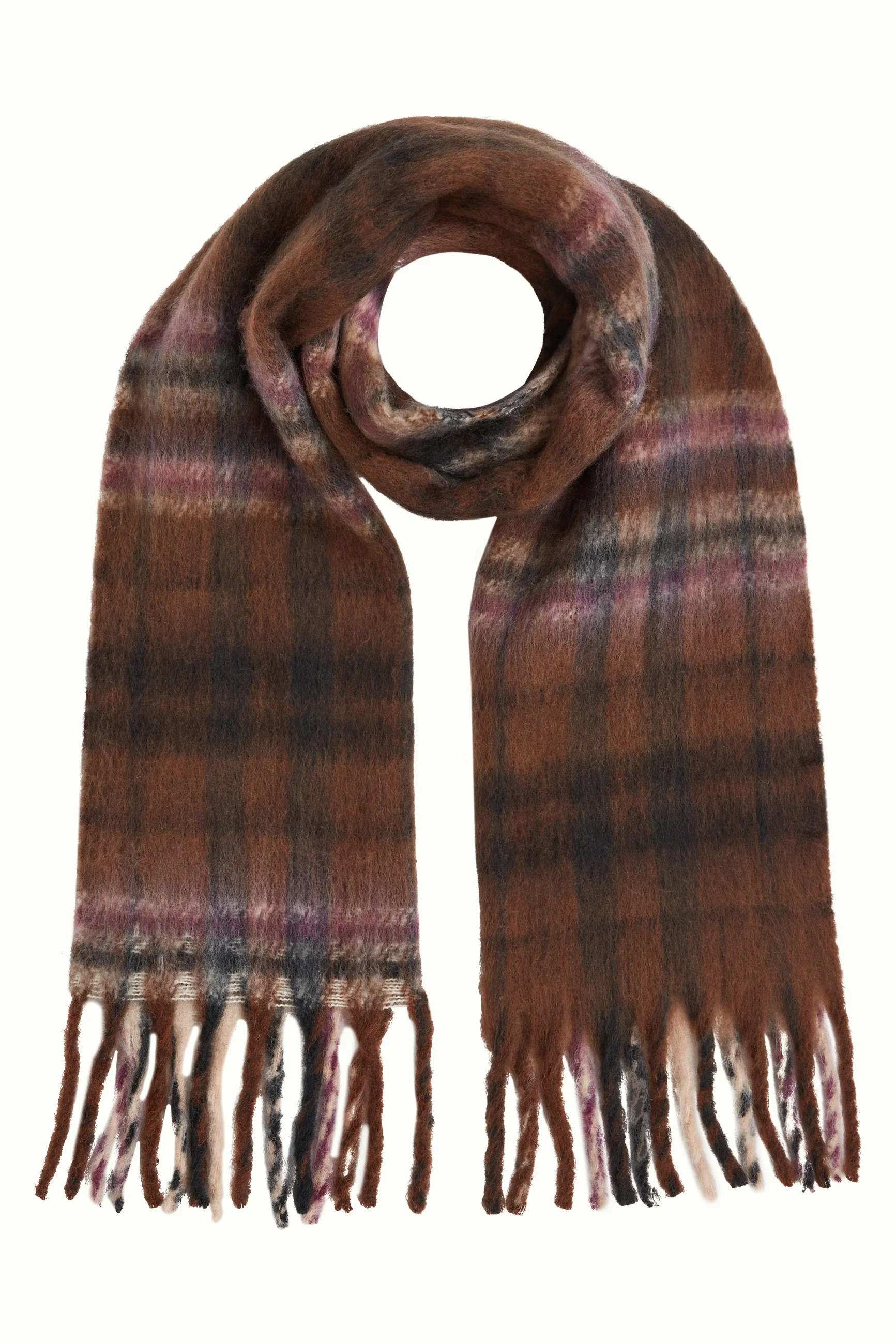 King Louie Schal Check Scarf, Farbe Rum Brown