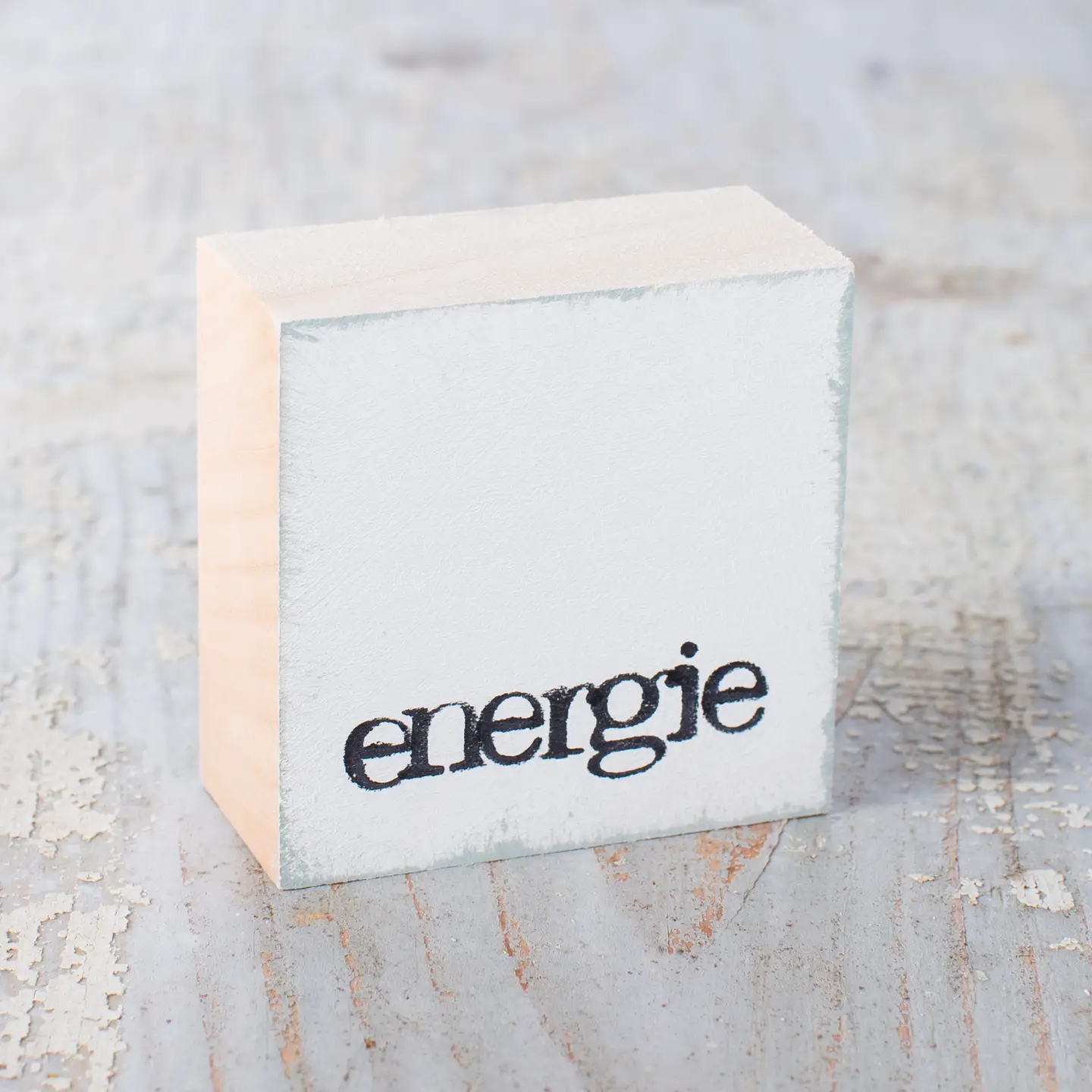 Textplatte "energie" weiß von iopla , 6 x 6 cm   