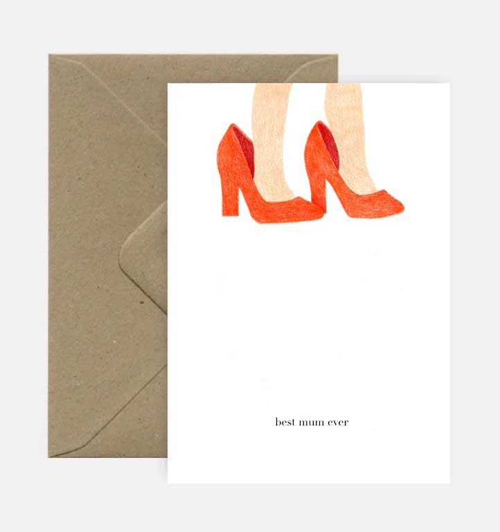 Doppelkarte " red high heels" von Pink Cloud Studio , Best Mum Ever!, Muttertag