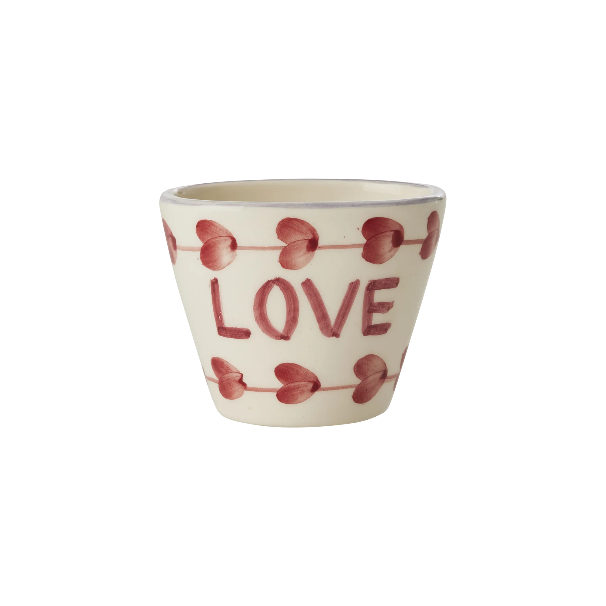 Rice Espressobecher LOVE, Extra klein Oval Keramik Espressobecher - Crème - Hand-painted LOVE