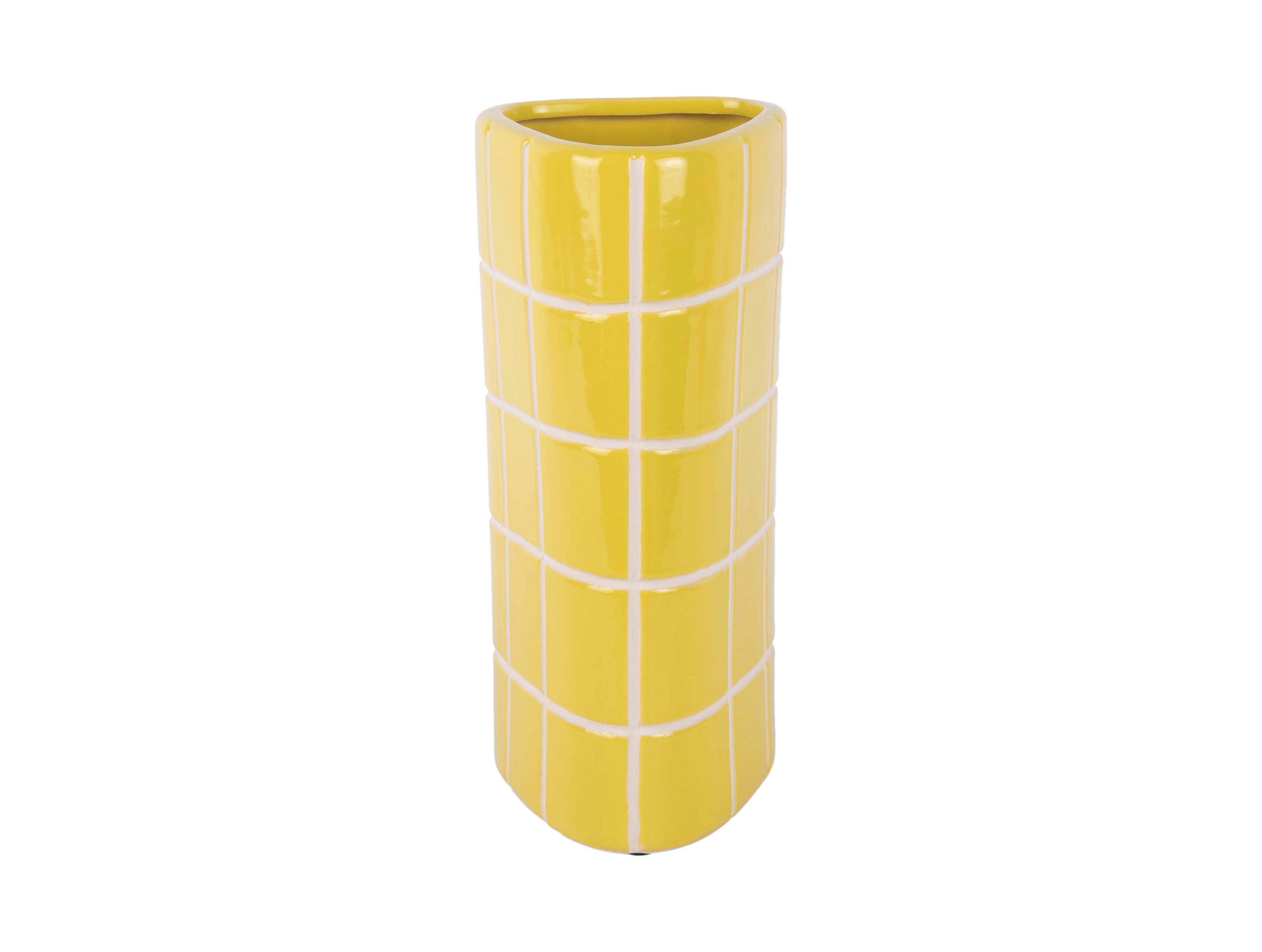 Vase Retro Fliesen Gelb, Retro Tiles Triangular Medium Höhe 26 cm, D.11,5 cm   