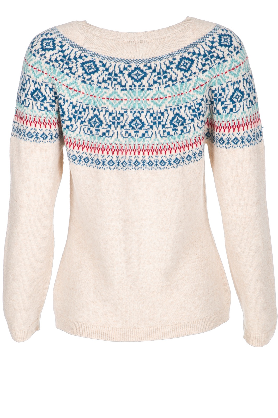 DUNQUE Jacquard-Pullover "Fair-Isle Knit and Wear" GOTS , Farbe natur-bunt, 100 % Bio-Baumwolle, Made in Germany