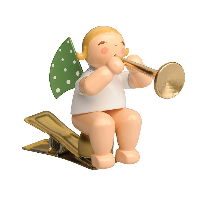Wendt & Kühn Engel mit Fanfare, auf Klemme, blond