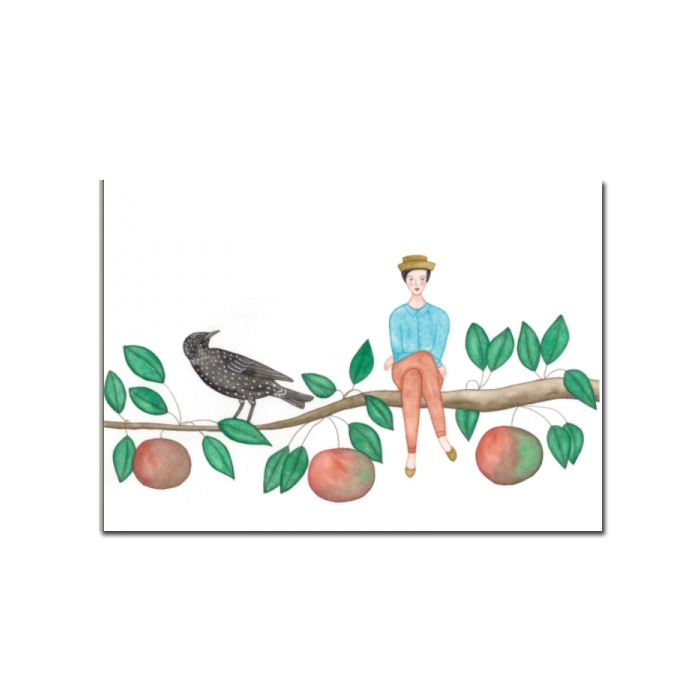 Postkarte Frau mit Star von ask a duck  