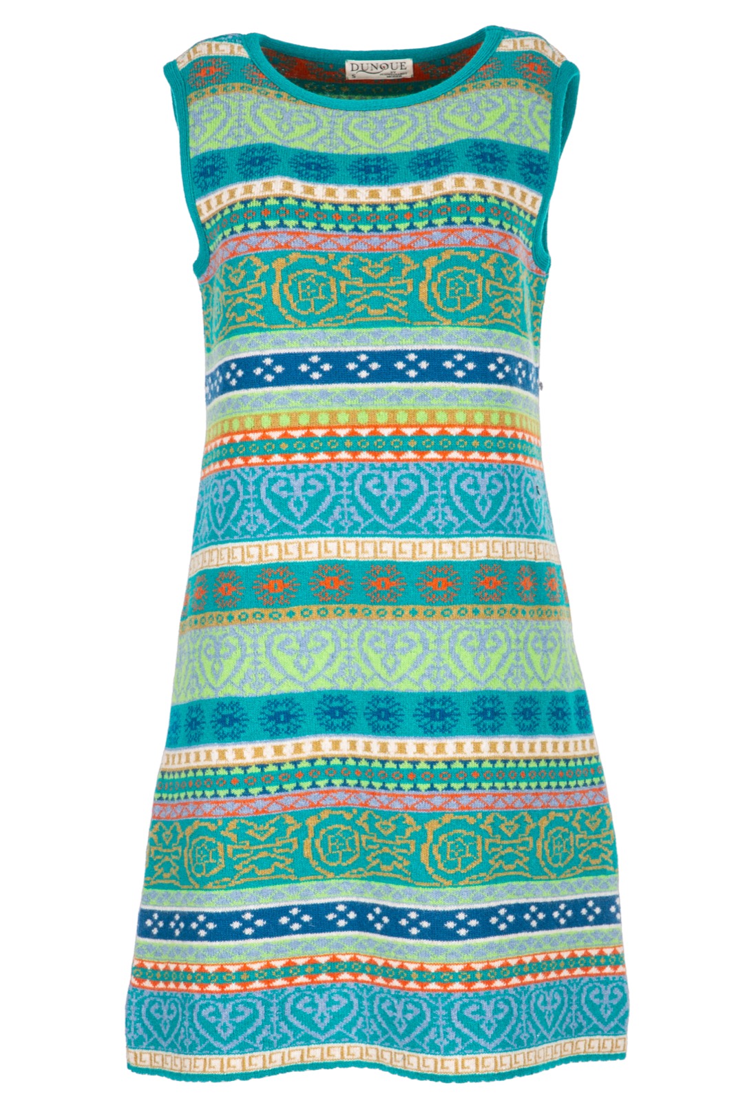 DUNQUE Jacquard-Tunikakleid "PIA" ohne Arm, Farbe ozean-bunt, Made in Germany 