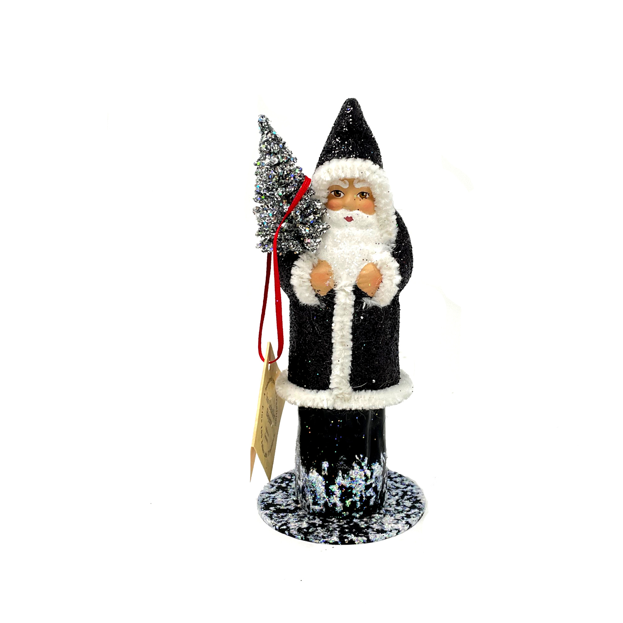 Ino Schaller Santa Nr. 46, Schwarz , klein, Glitter,  Weihnachtsmann Nostalgie von Ino Schaller, ca. 15 cm 