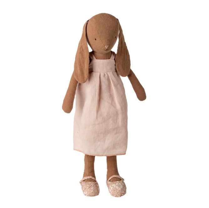 Maileg Hasenmädchen Schokoladenbraun- Kleid und Schuhe, Größe 3, ca. 42 cm Hase