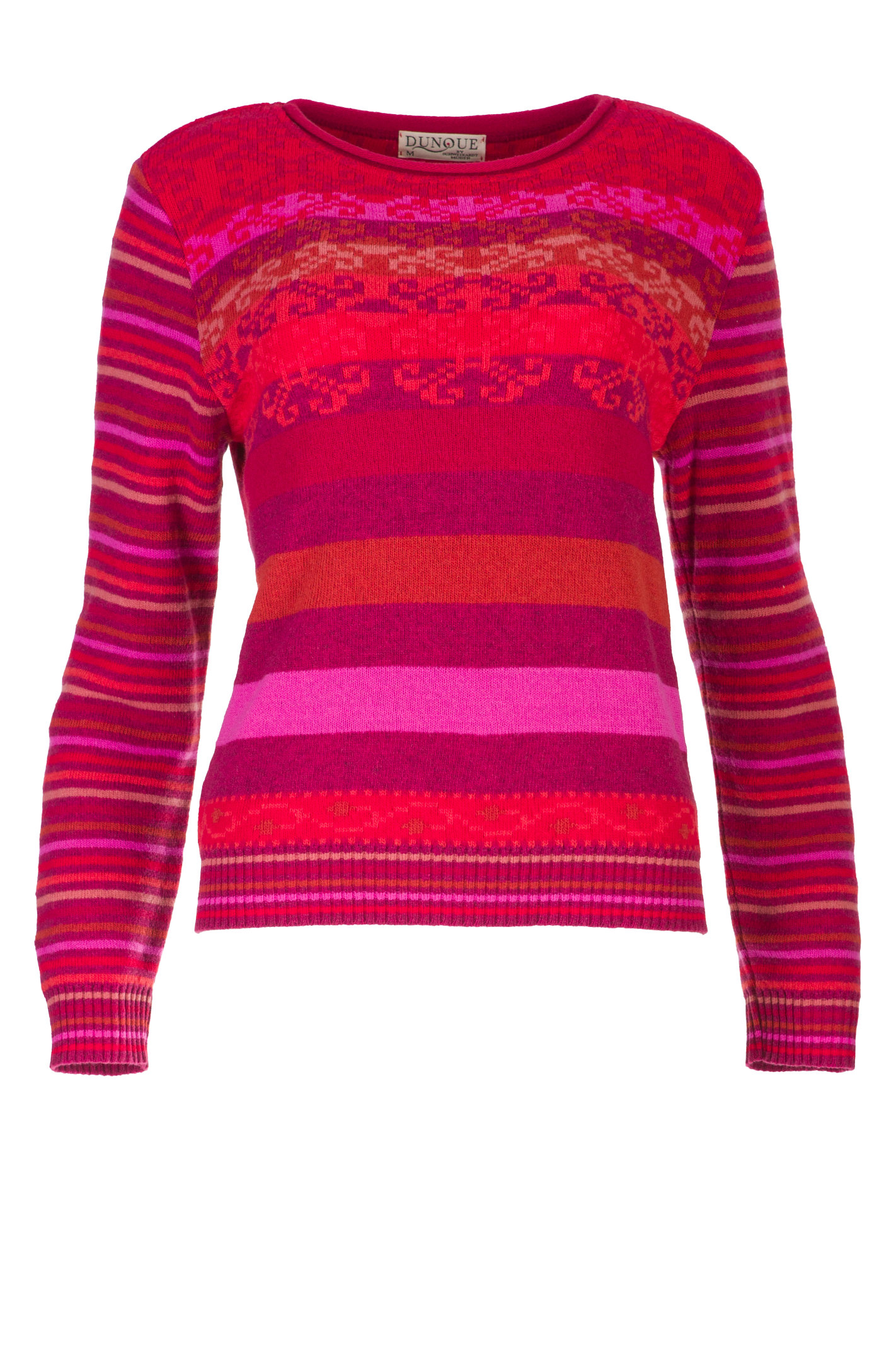 DUNQUE Jacquard Pullover "STRIPES", Farbe beere-bunt, Made in Germany 