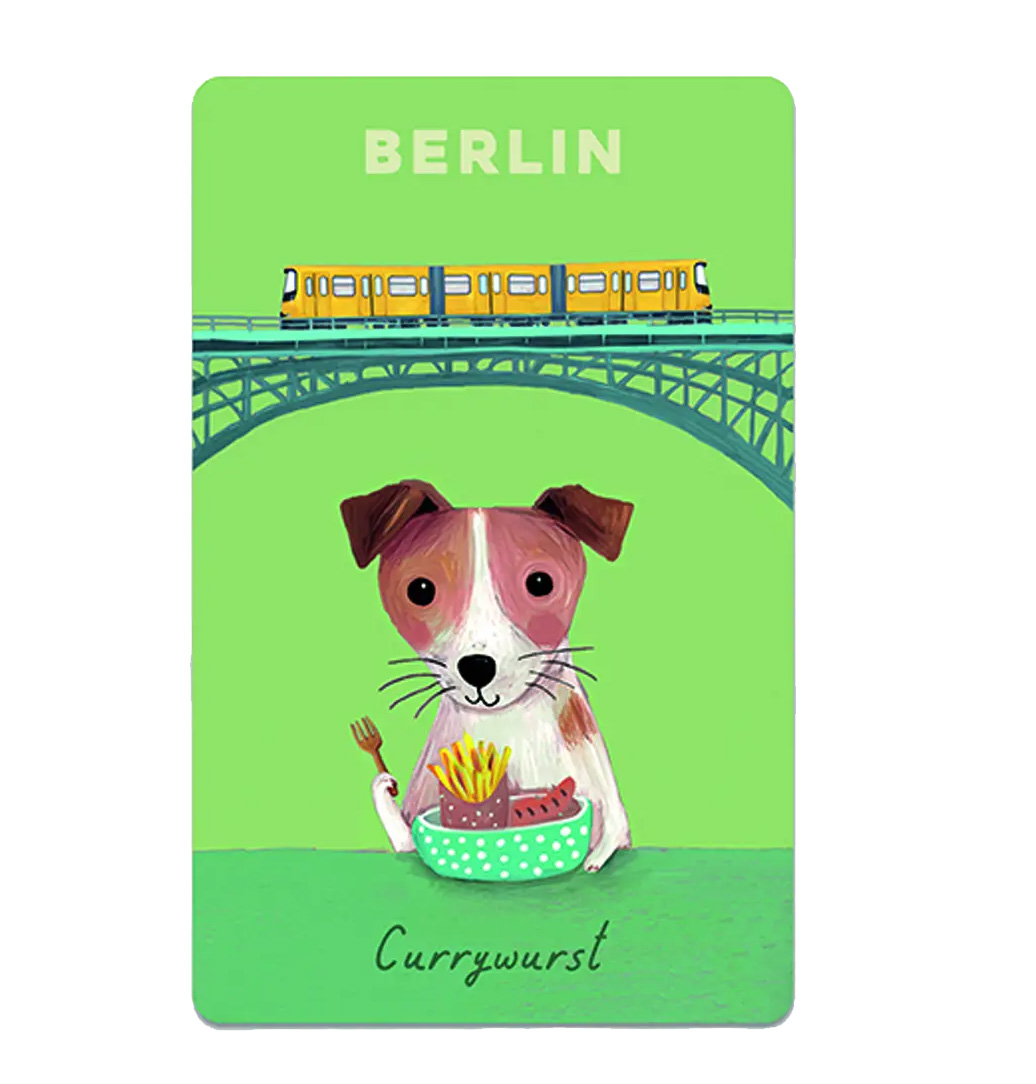 Lunacard Postkarte Berlin Currywurst, Berlin Postkarte , Mini  HUnd