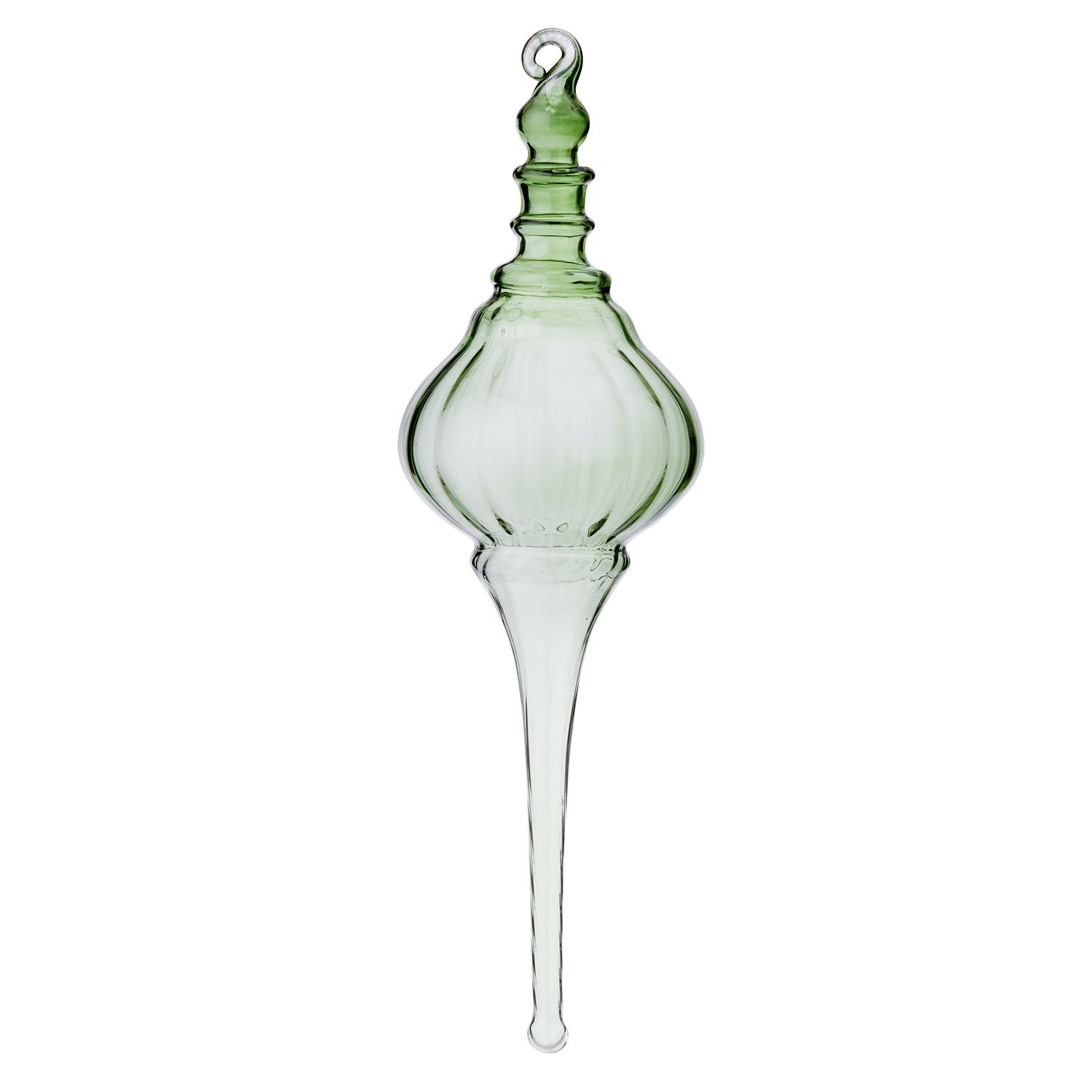 % Weihnachtsanhänger Glaszapfen Dome Green, ca. 20 cm , Glass Icicle Dome Green von Bungalow