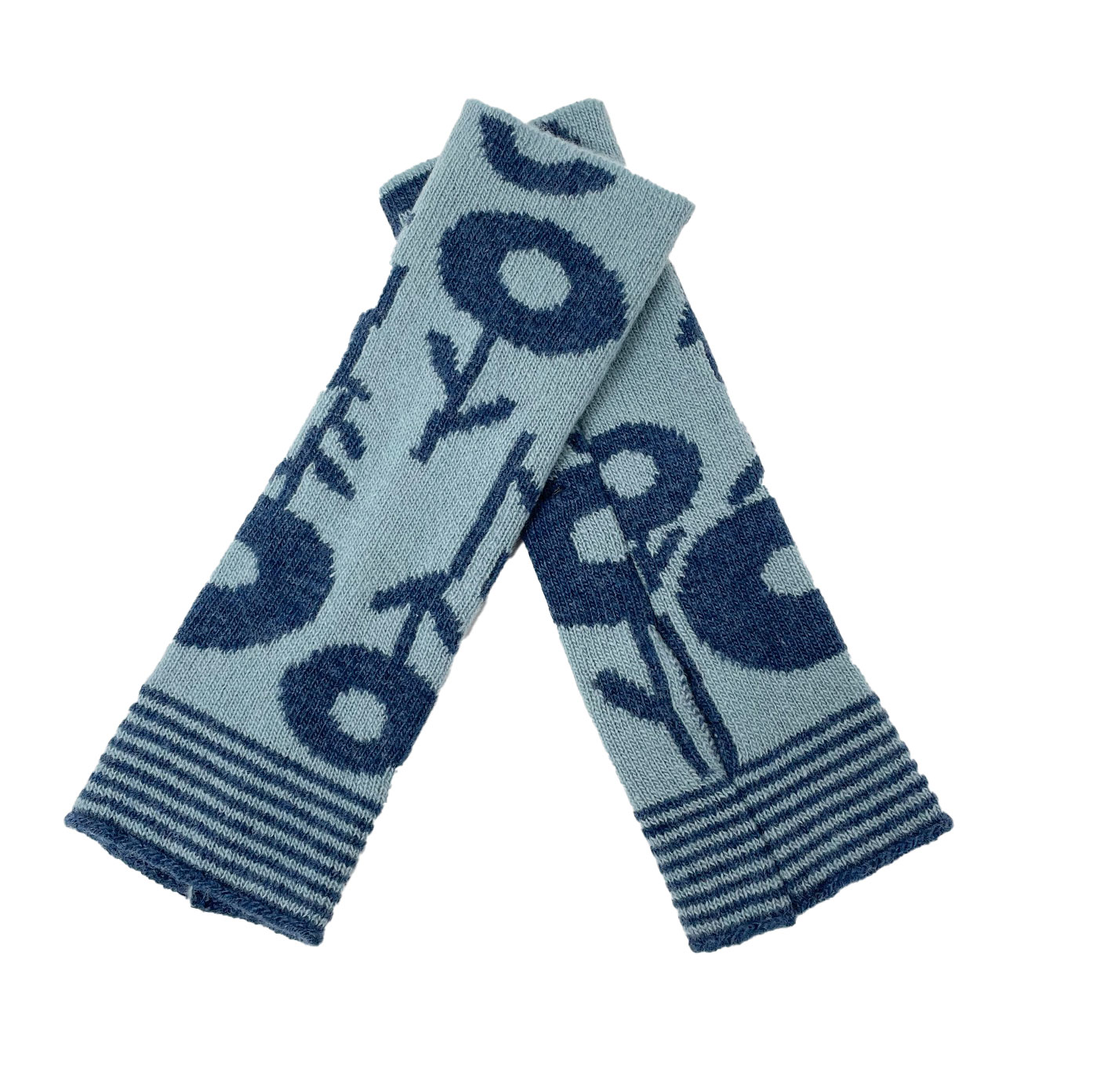 McKernan Handstulpen "BOLLO" RAW DENIM , ca. 27 x 8 cm, 100% Wolle, Pulswärmer    