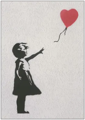 Postkarte Banksy " Girl with red Balloon" Kunst   , Herz
