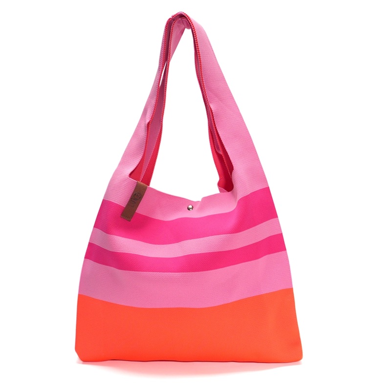 LOT83 Shopper Lois 96, Big Stripes Quer Orange-Pink ca.  45 x 35 cm