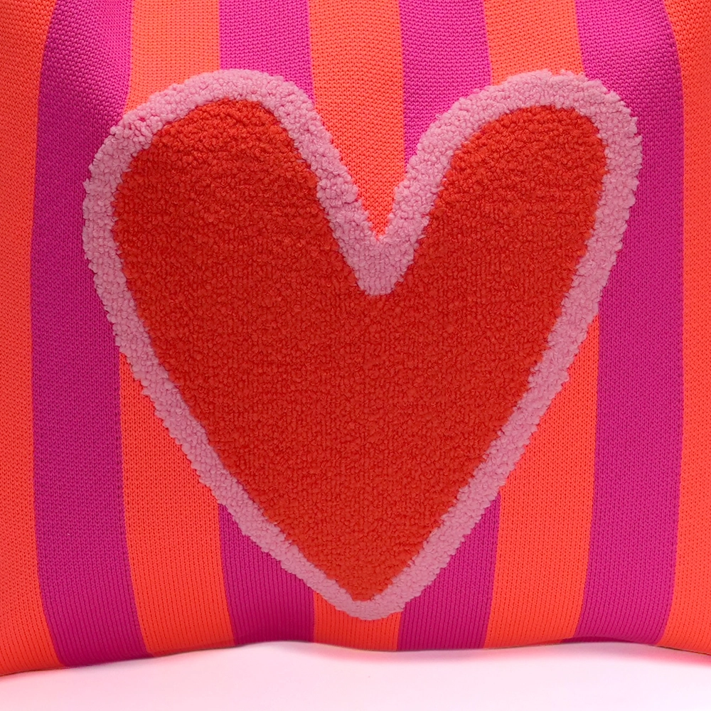 LOT83 Shopper Rebell Loïs 06, Herz, Streifen Magenta-Hellrot, ca.  45 x 35 cm