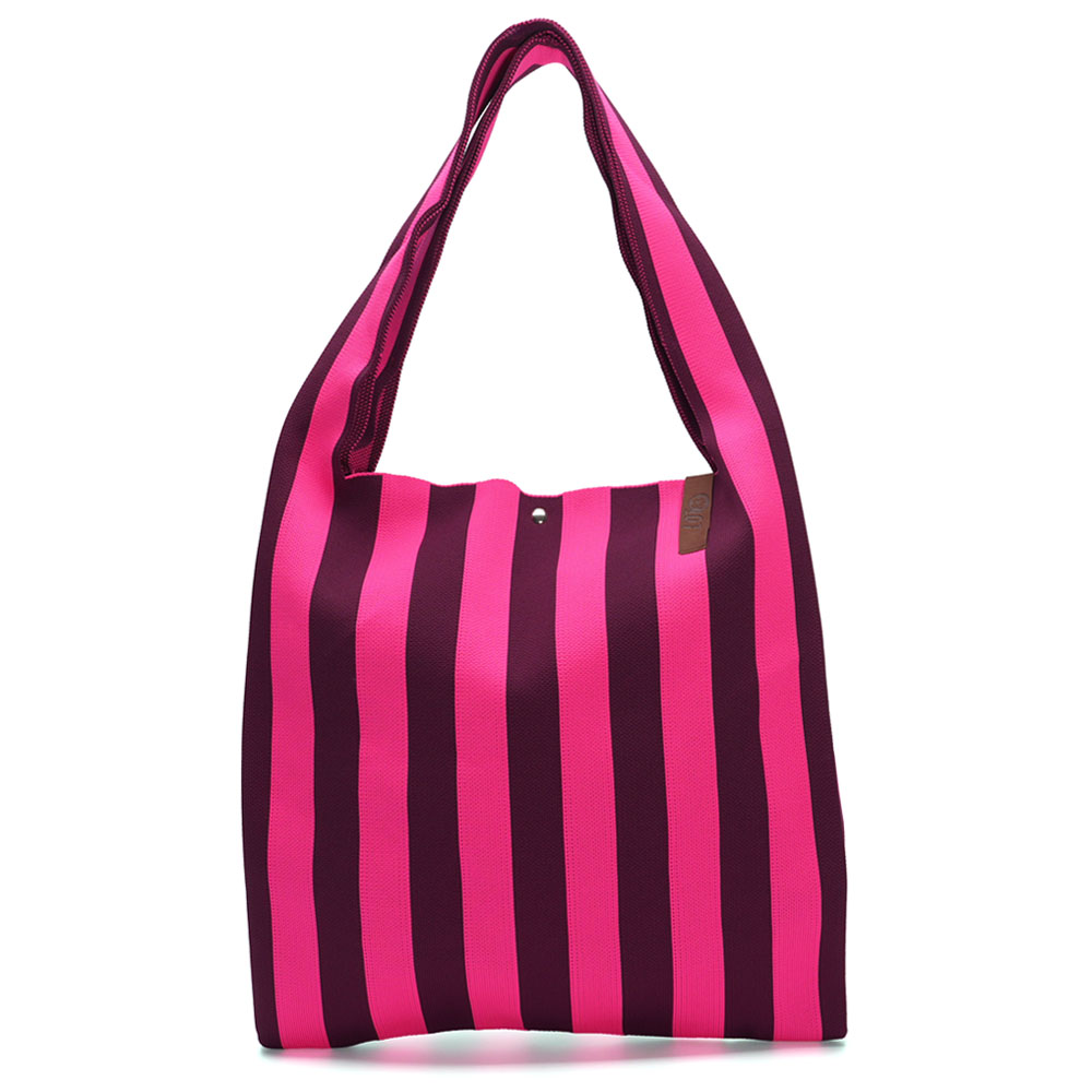 LOT83 Shopper Lois 120, Streifen Aubergine -Pink, ca.  45 x 35 cm
