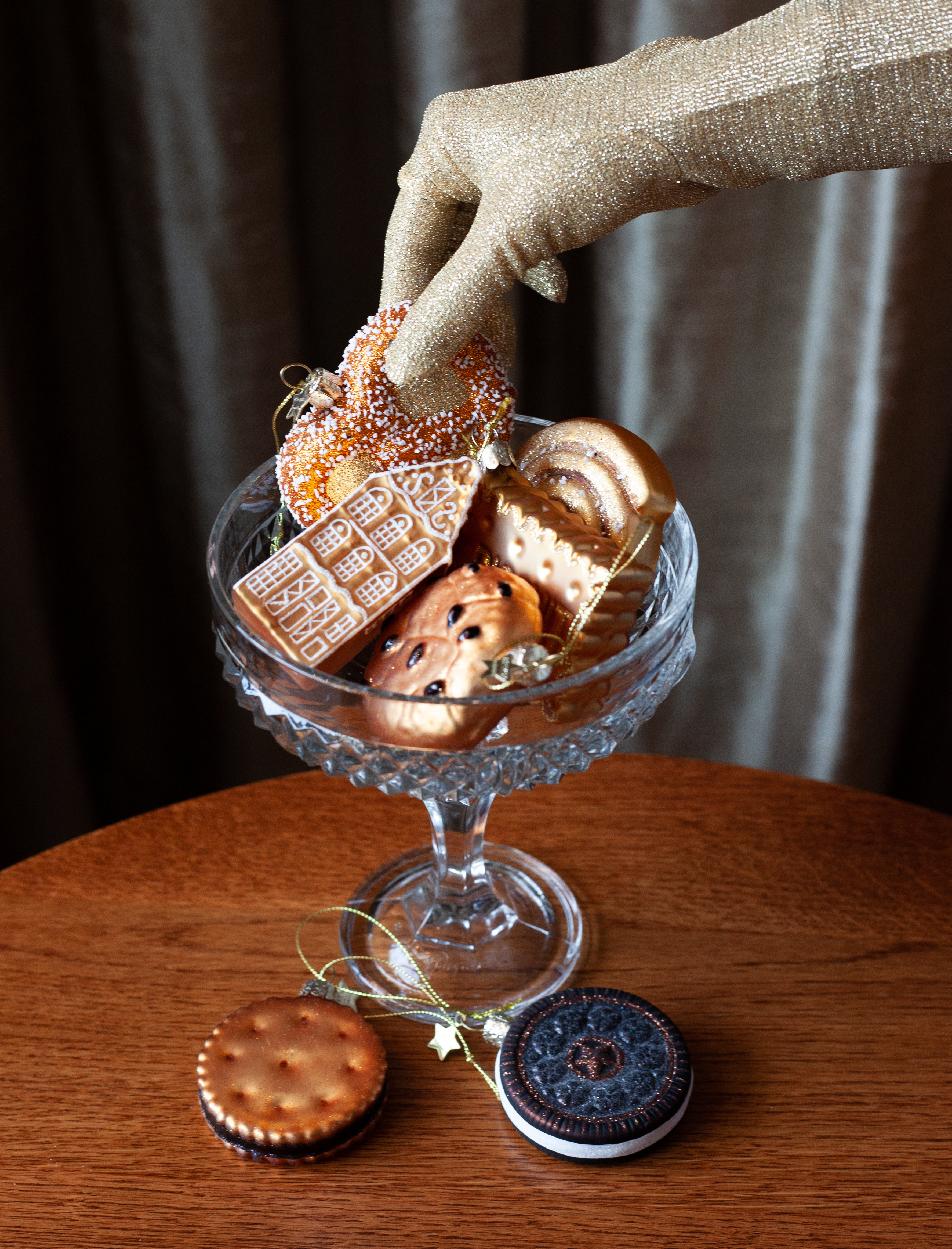 Weihnachtsanhänger Zimtschnecke, Braun, Glas,  D. ca. 8 cm, Weihnachtskugel von Vondels