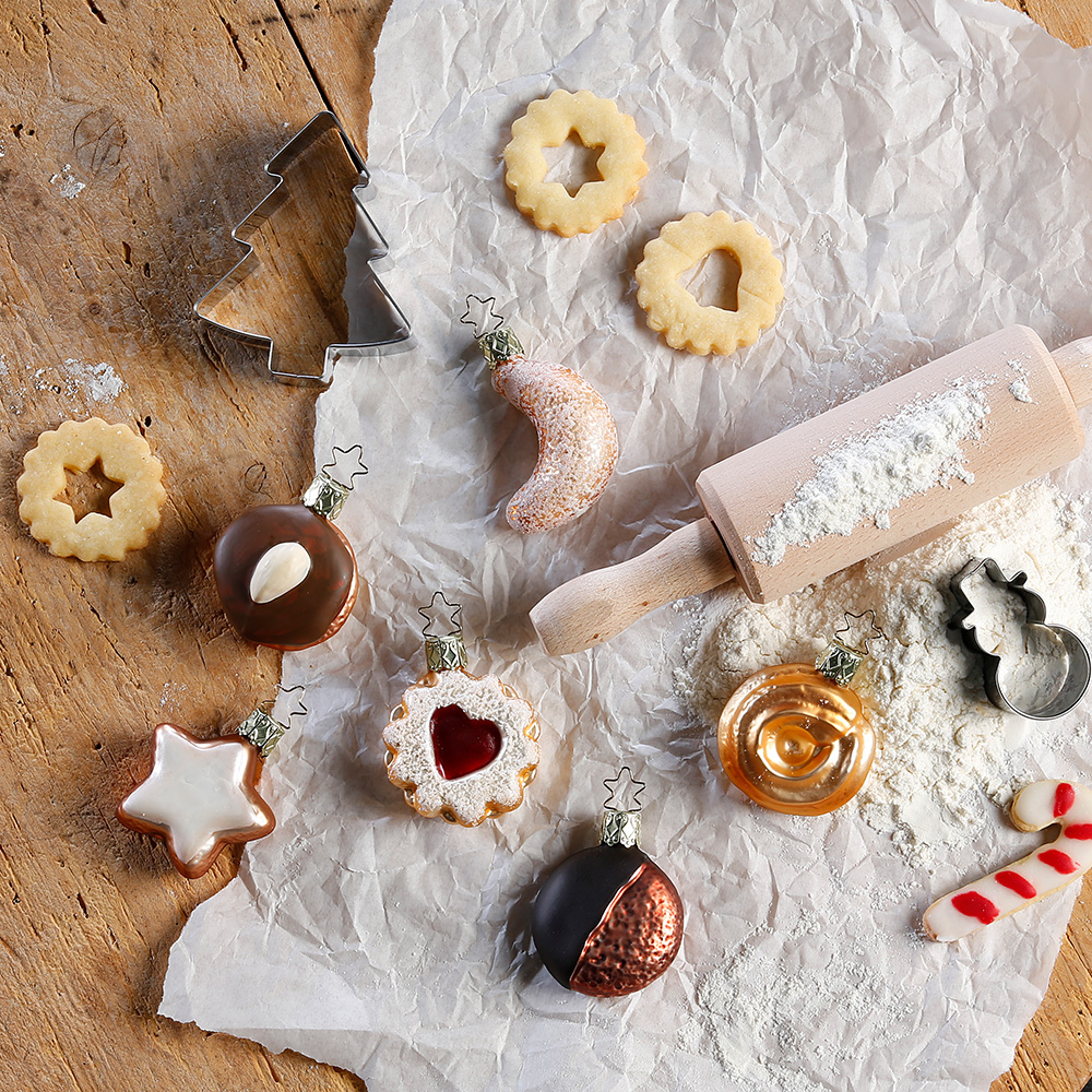 Inge Glas Nougatplätzchen,  Weihnachtsbäckerei, Christbaumkugel, ca.5,5 cm, Glas   